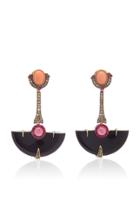Dorion Soares 18k Gold Rubelite Ruby Onyx And Diamond Drop Earrings