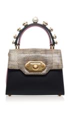 Dolce & Gabbana Pearl Embellished Leather And Python Bag