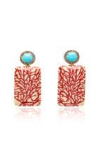 Silvia Furmanovich Marquetry Red Coral Earrings
