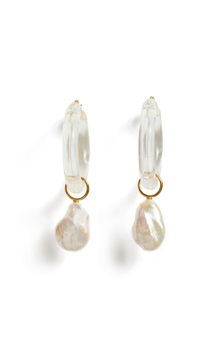 Lizzie Fortunato Frost Acrylic And Drop Pearl Hoops