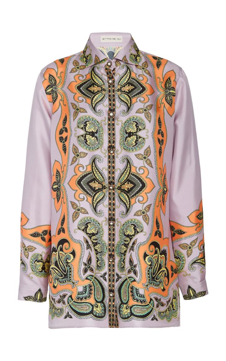 Etro Boyfit Printed Silk Shirt