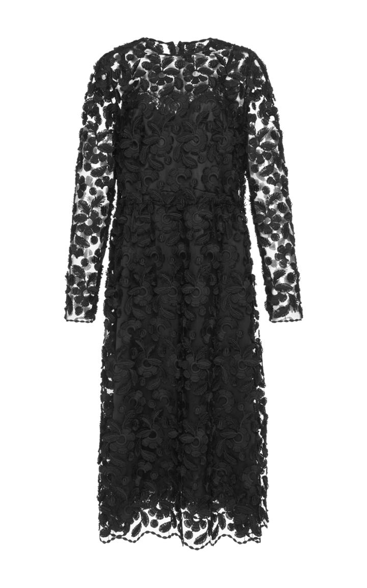 Dolce & Gabbana Long Sleeve Floral Embroidered Dress