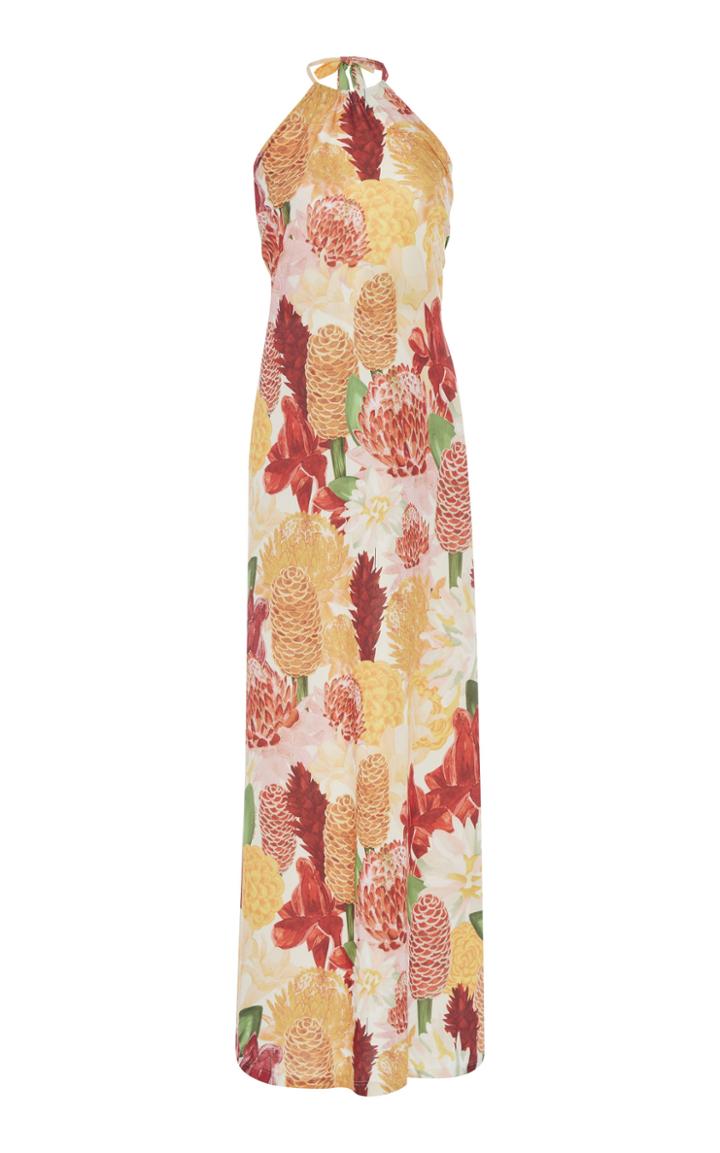 Agua De Coco Floral-print Halter Maxi Dress