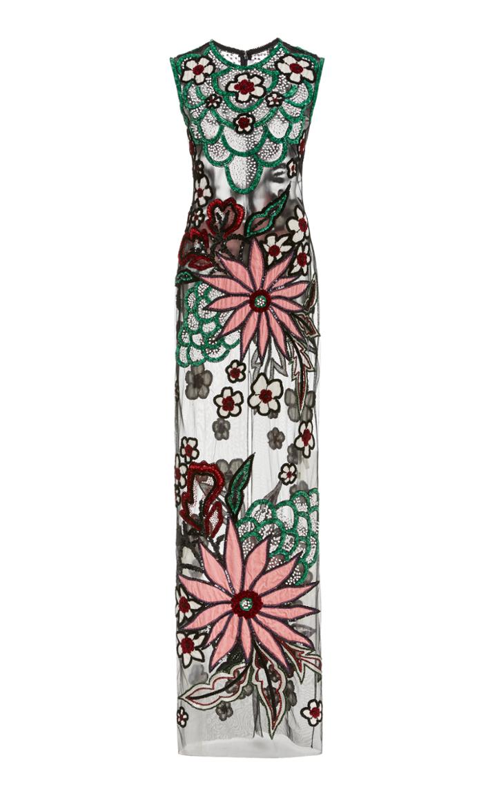 Moda Operandi Naeem Khan Floral Embroidered Gown