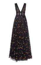 Costarellos Glittered Tulle Caged Bodice Dress