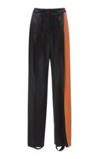 Loewe High-rise Leather-paneled Satin Trousers