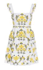Agua By Agua Bendita Herbarium Floral-embroidered Linen Mini Dress 5993