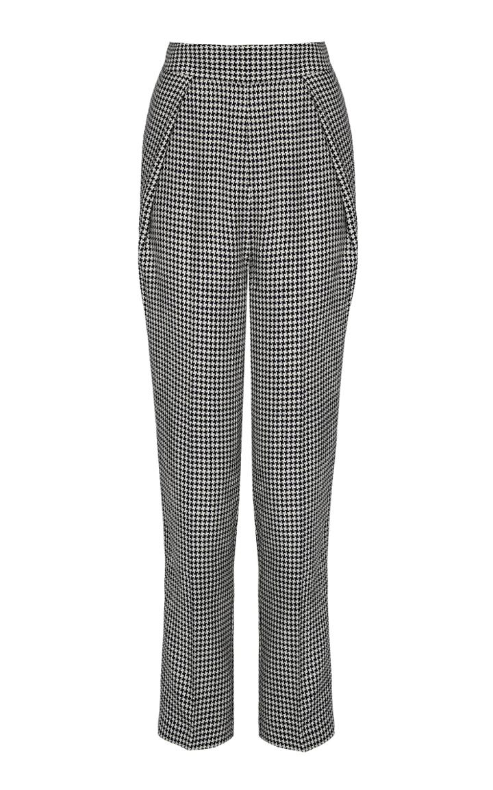 Moda Operandi Safiyaa Fruzsina Houndstooth Pleated High-waisted Pants