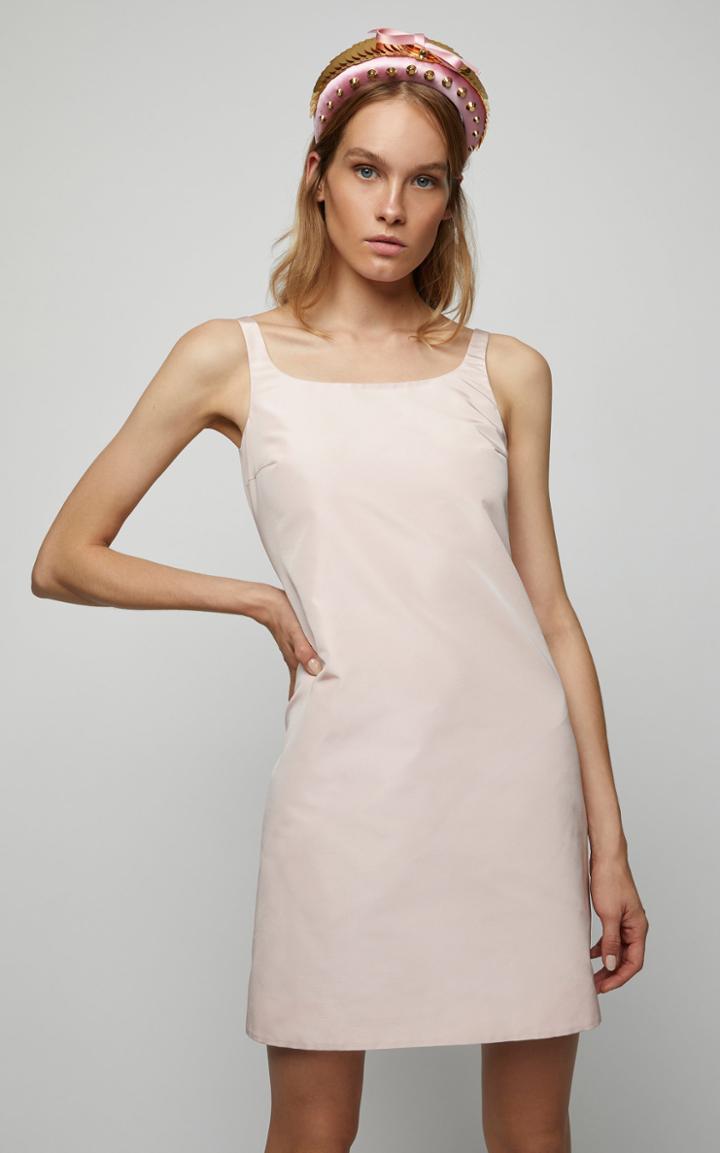 Prada Silk Faille Shift Dress With Scoop Back