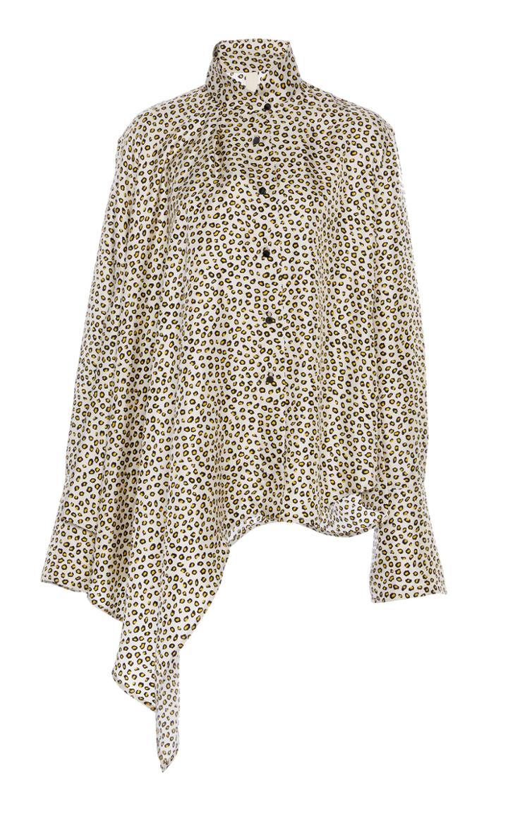 Moda Operandi Petar Petrov Catlin Asymmetric Printed Silk Top Size: 34