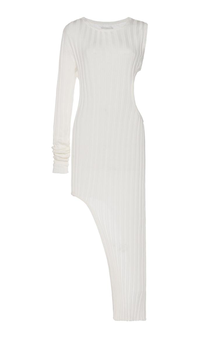 Boyarovskaya Ribbed Slit Cotton Midi Dress
