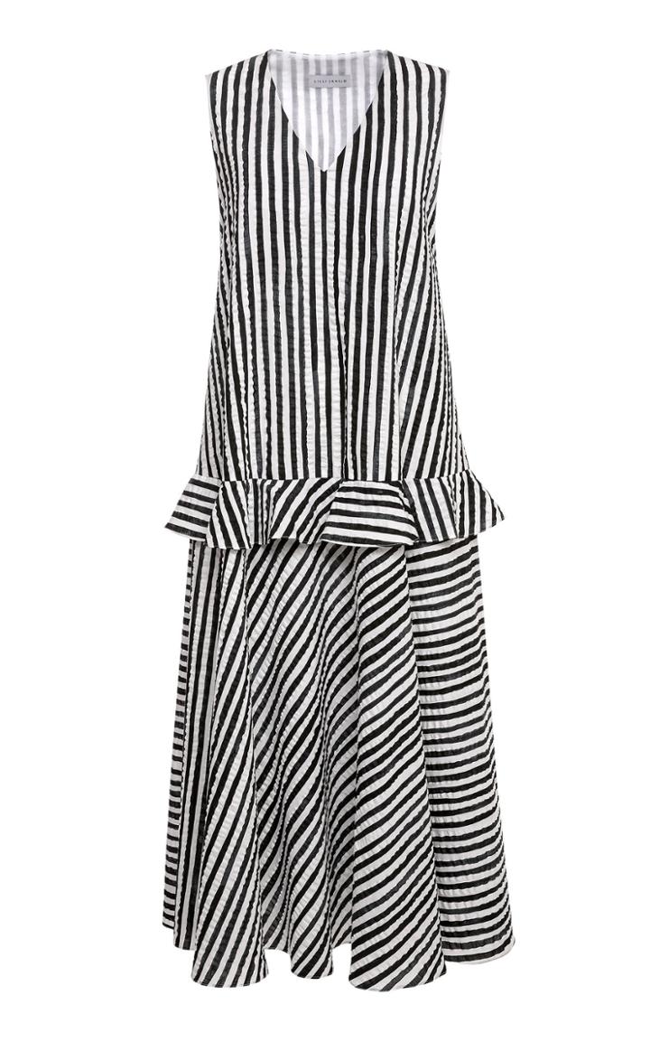 Lilli Jahilo Dana Striped Cotton Midi Dress