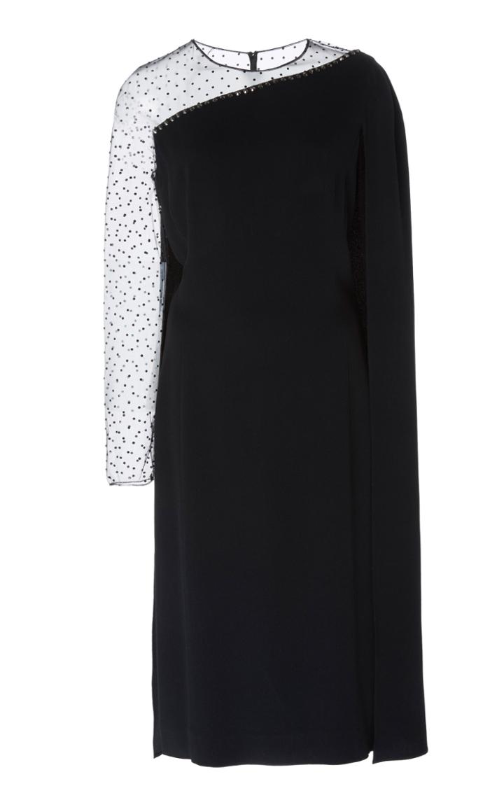 Jenny Packham Rey Cape-overlay Crepe And Tulle Dress
