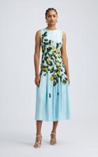 Moda Operandi Oscar De La Renta Sleeveless Pleated Silk Lemon Print Dress