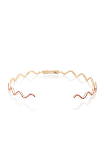 Sabine Getty Rose Gold Wave Choker With Pink Sapphire
