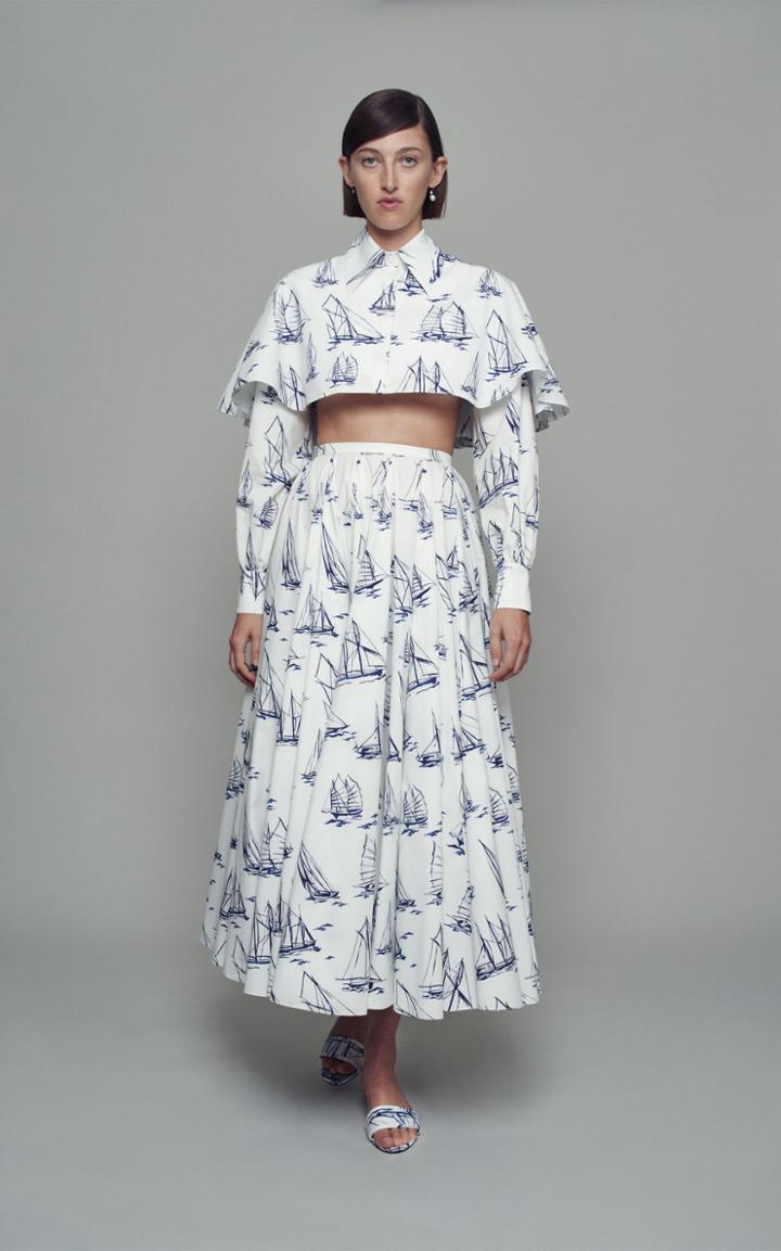 Moda Operandi Emilia Wickstead Britta Printed Cotton Cropped Top