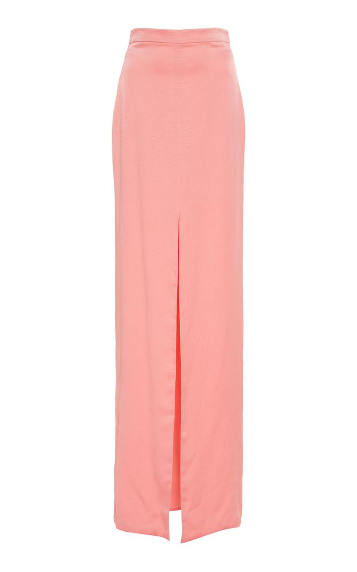 Brandon Maxwell Midi Silk Slit Skirt