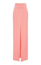 Brandon Maxwell Midi Silk Slit Skirt