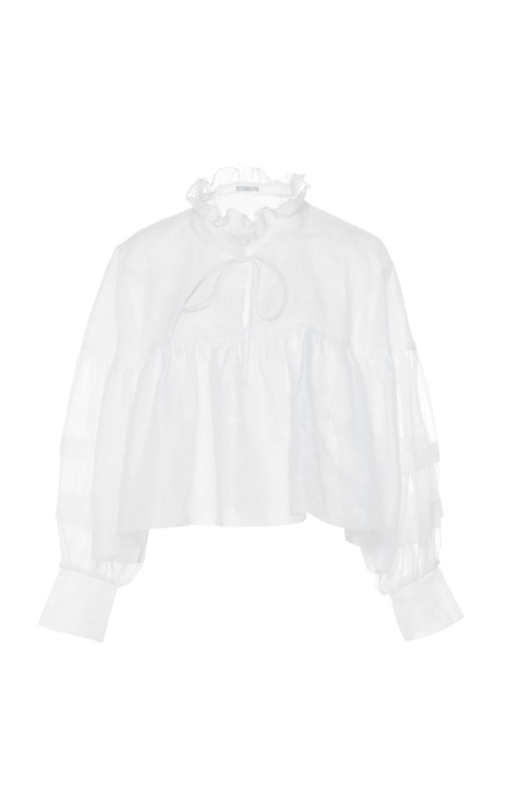 Moda Operandi White Story Elkie Cotton Cropped Top Size: M