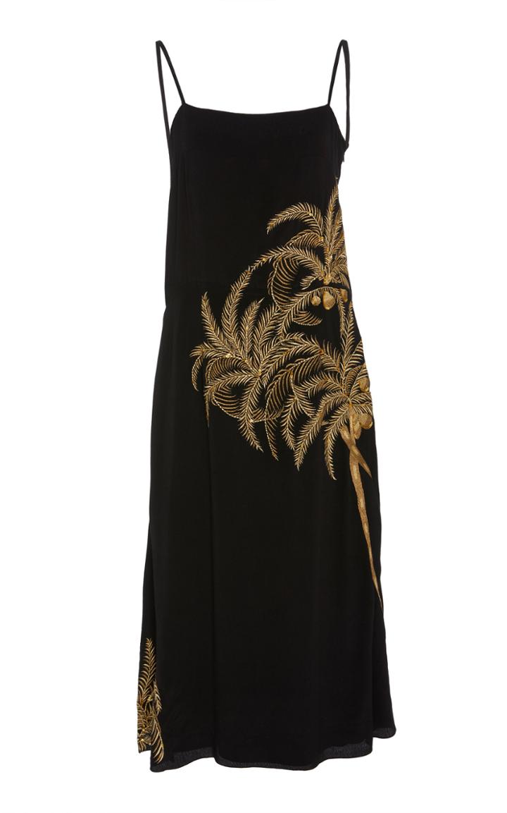 Figue Olatz Embellished Embroidered Crepe De Chine Midi Dress Size: Xs