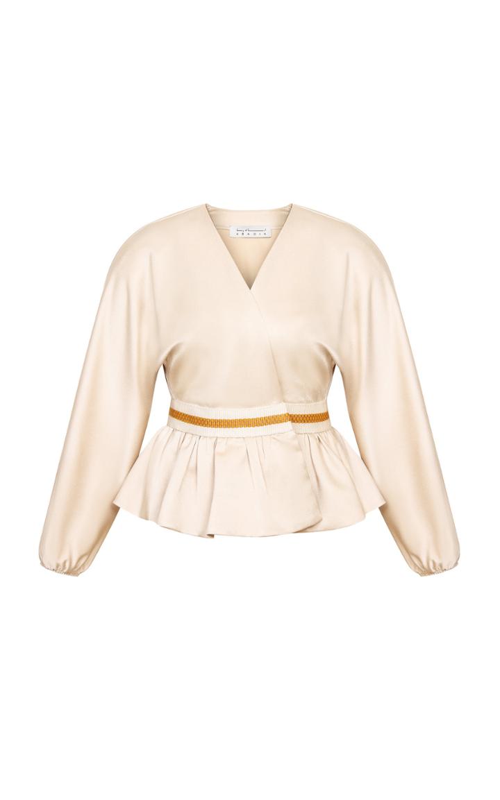 Abadia Wrap Gathering Crepe Satin Top