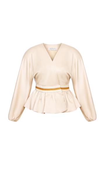 Abadia Wrap Gathering Crepe Satin Top
