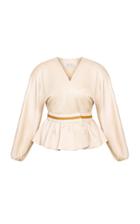 Abadia Wrap Gathering Crepe Satin Top