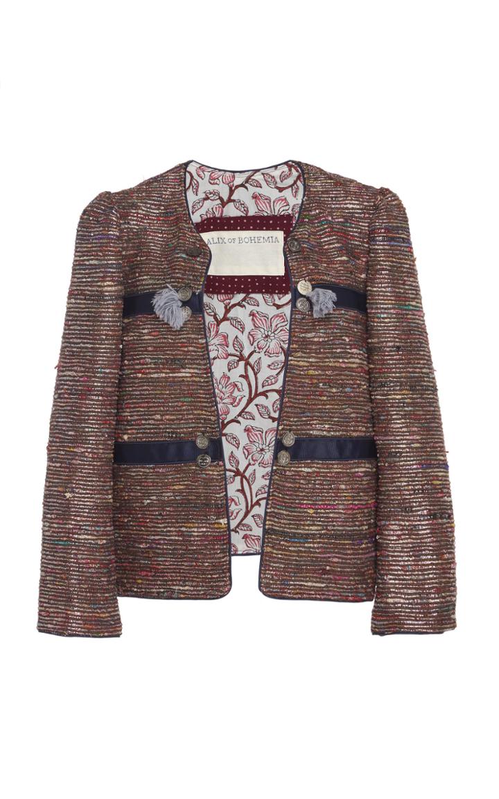 Alix Of Bohemia One Of A Kind Juniper Striped Raw Silk Jacket