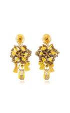 Ranjana Khan 14k Gold-plated Raffia Leather Crystals And Antique Gold Coins Drop Earrings