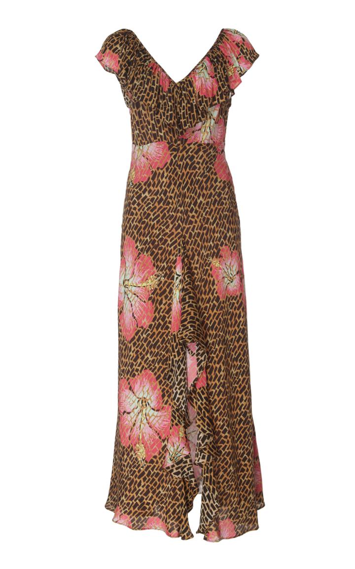 Rixo Antoinette Ruffled Silk Midi Dress