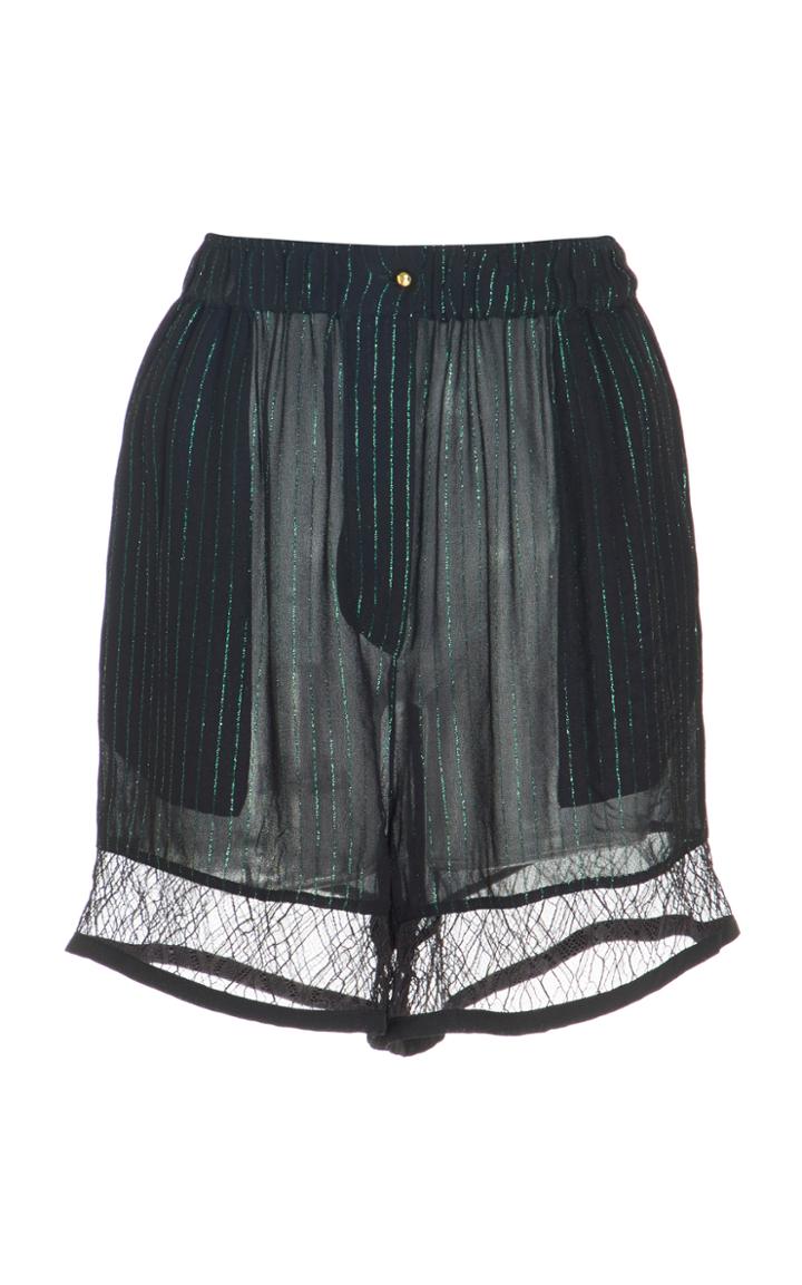 Elie Saab Georgette Shorts With Lace Trim