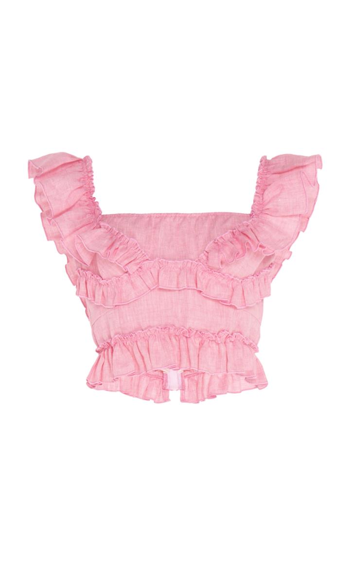 Moda Operandi Gl Hrgel Ruffled Linen Top Size: Xs