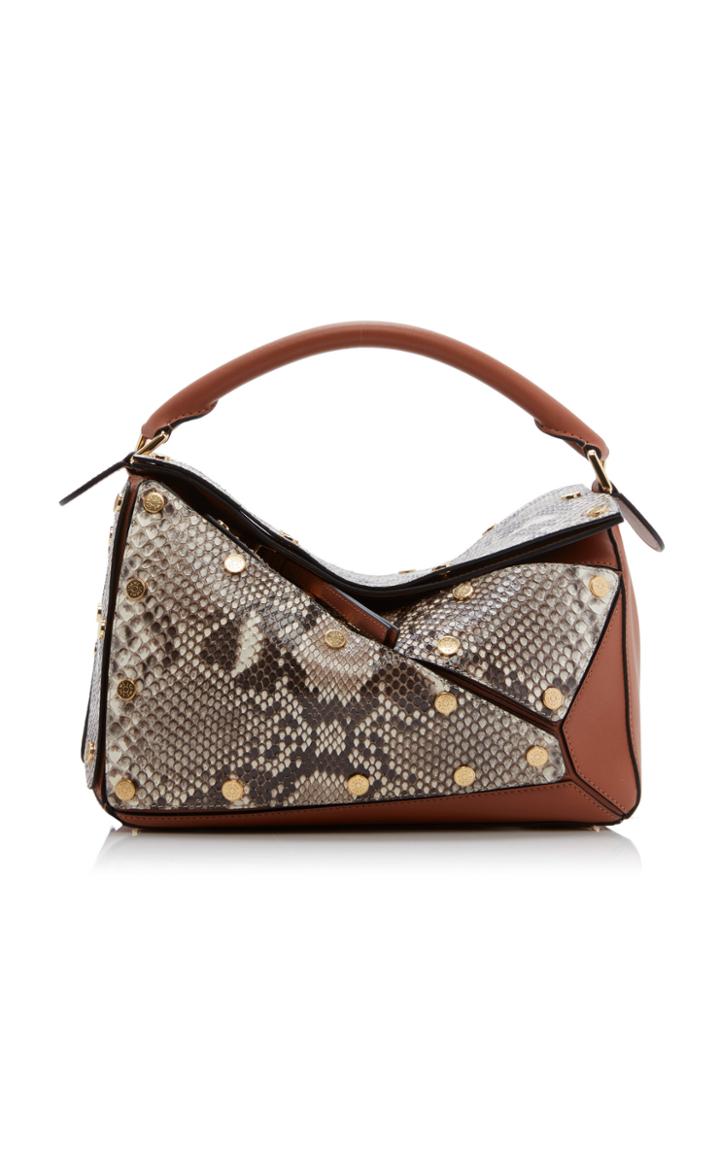 Loewe Puzzle Multi Patch Python And Leather Bag