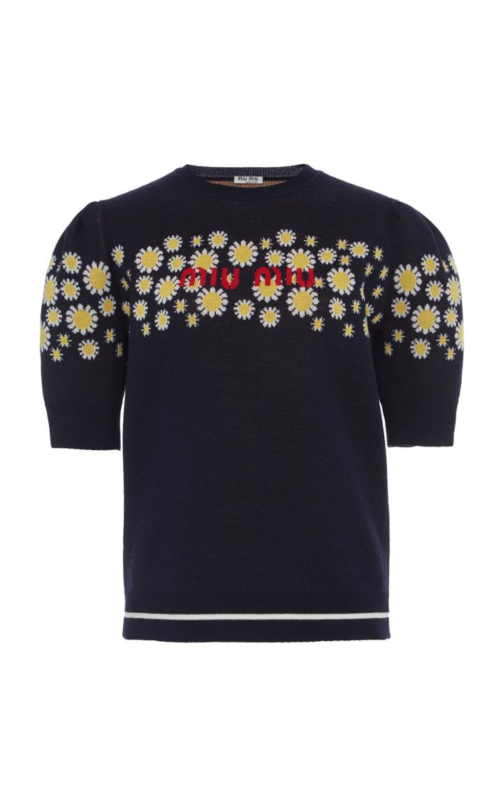 Miu Miu Embroidered Logo Pullover