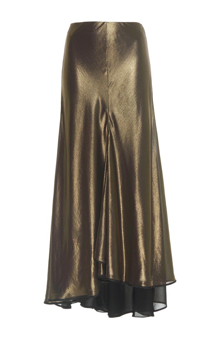 Johanna Ortiz Stones Belted Foiled Georgette Skirt