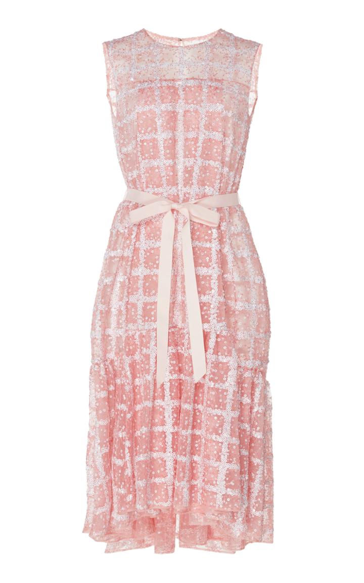 Huishan Zhang Daisy Sequined Bow Fit-and-flare Dress