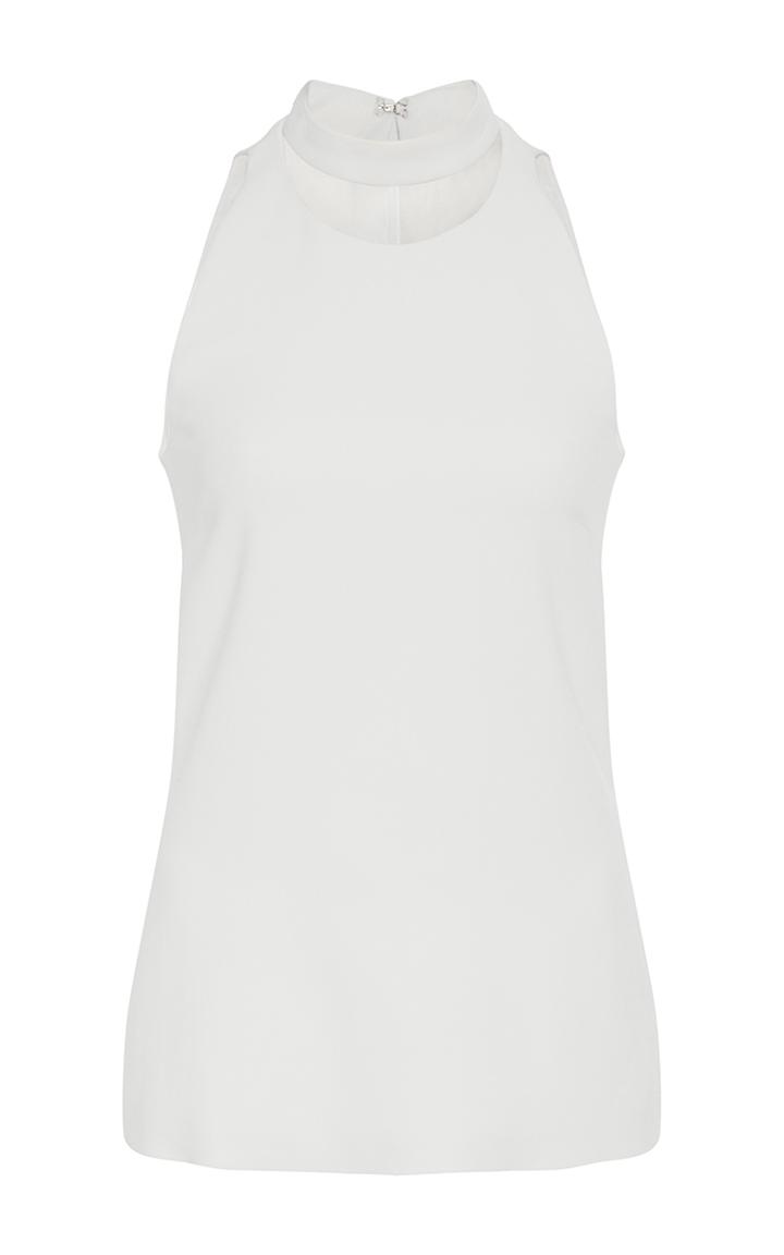 Cushnie Et Ochs Soft White Stretch Cady Sleeveless Choker Top