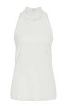 Cushnie Et Ochs Soft White Stretch Cady Sleeveless Choker Top
