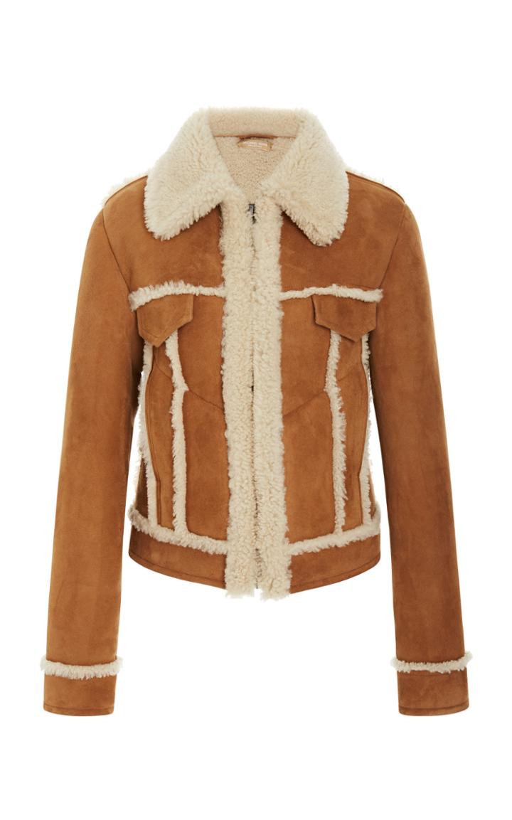 Michael Kors Collection Fuzz Contrast Coat