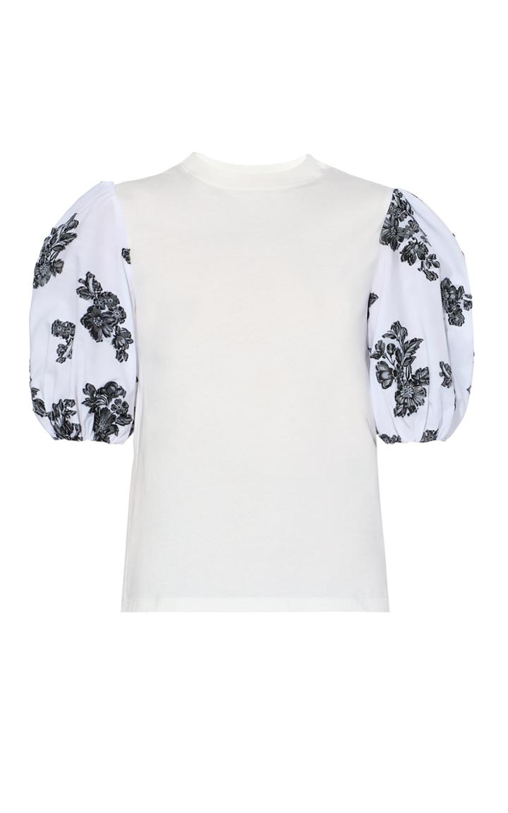 Moda Operandi Erdem Theodora Embroidered Puff Sleeve Cotton-blend Top