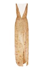 Oscar De La Renta Embellished Chiffon Gown