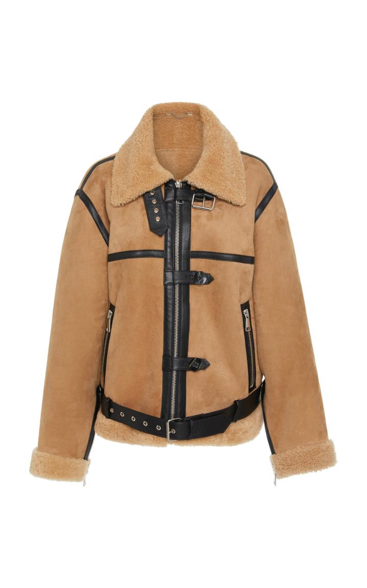 Victoria Victoria Beckham Leather-trimmed Shearling Coat