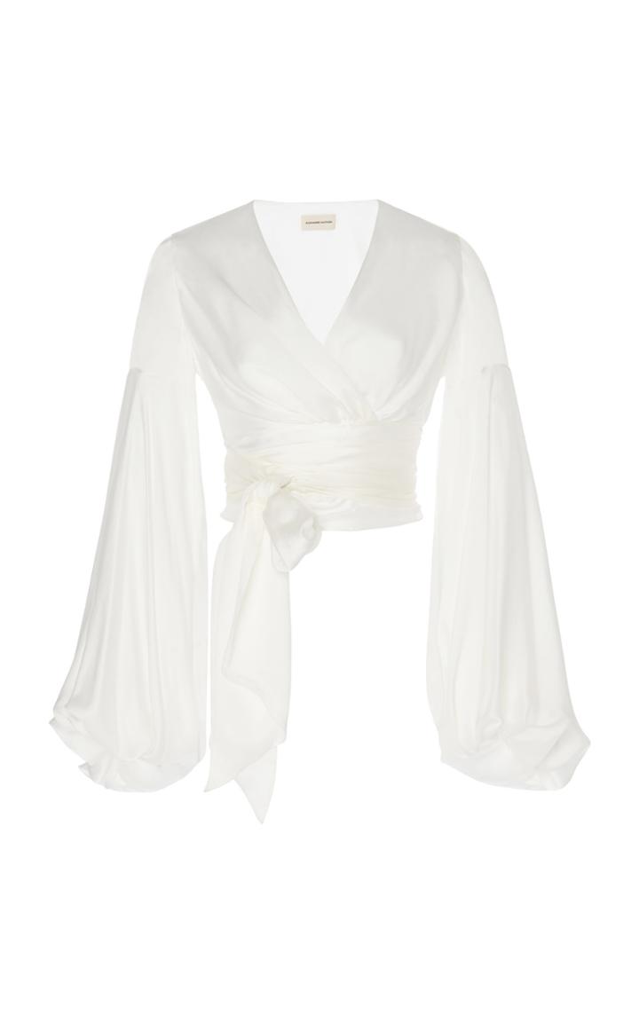 Moda Operandi Alexandre Vauthier Draped Silk Tie-front Top Size: 36
