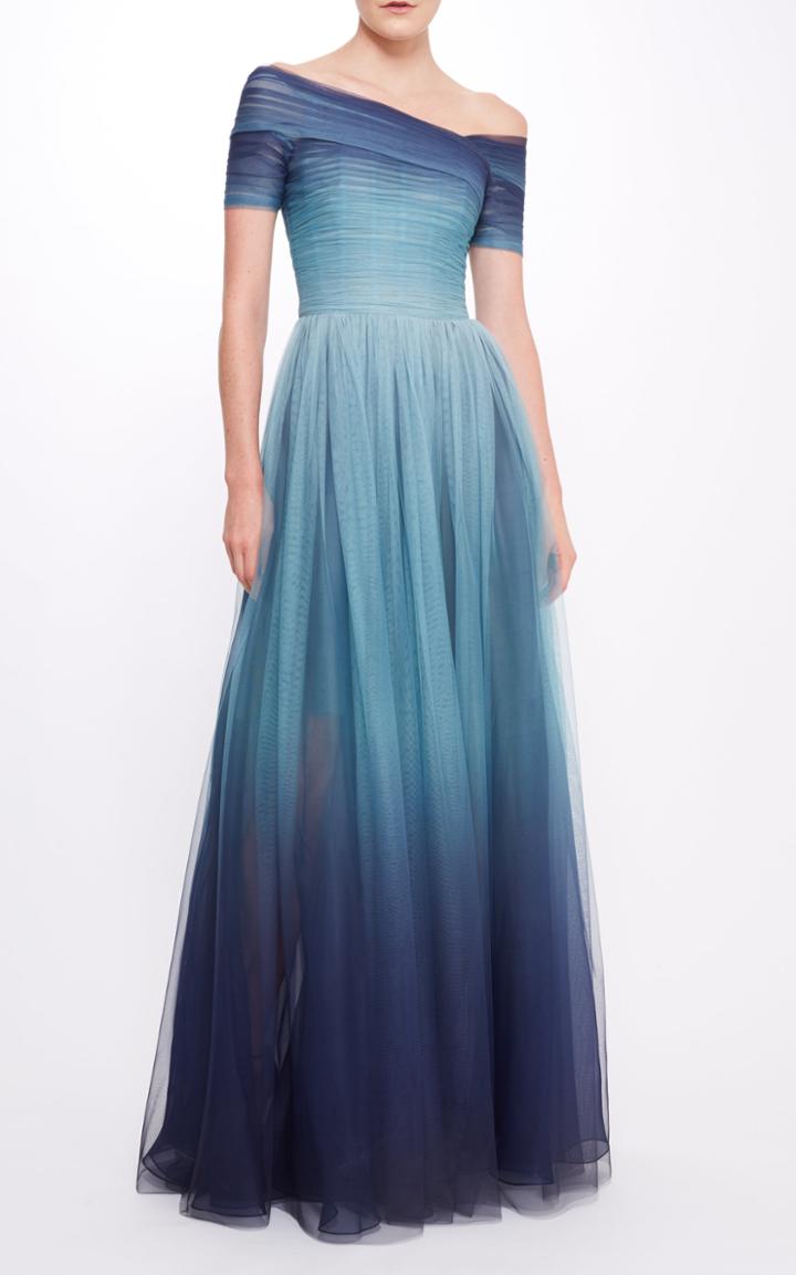 Moda Operandi Pamella Roland Ombre Tulle Off The Shoulder Gown