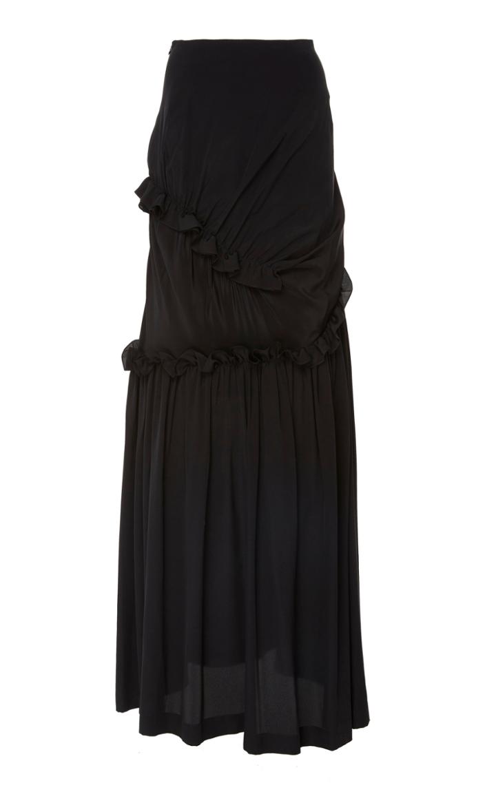 Preen By Thornton Bregazzi Pheodora Ruched Ruffle Maxi Skirt