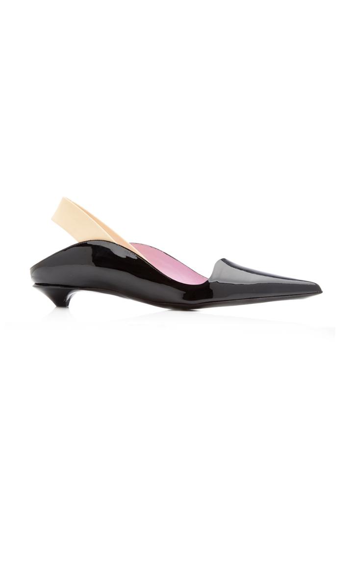 Proenza Schouler Wave Patent Leather Kitten Heel Slingback Pumps