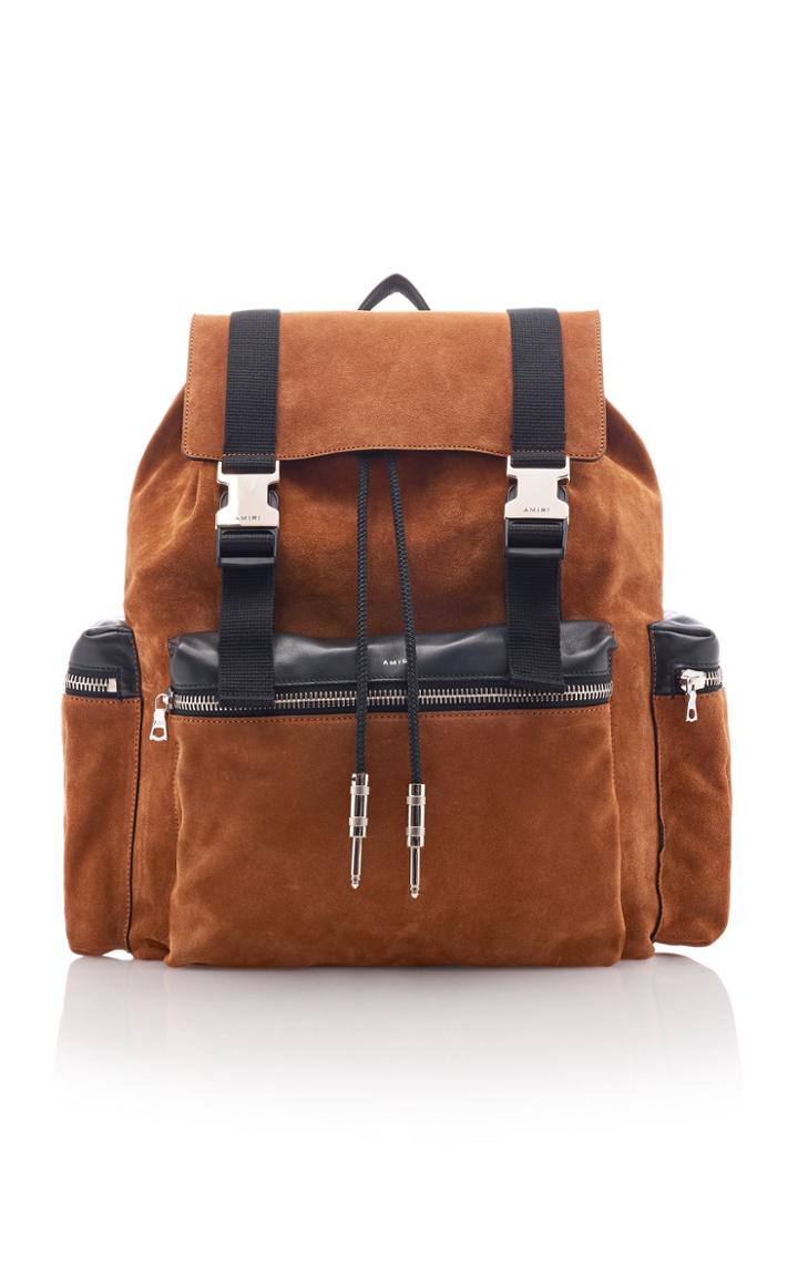 Amiri Leather-trimmed Suede Backpack