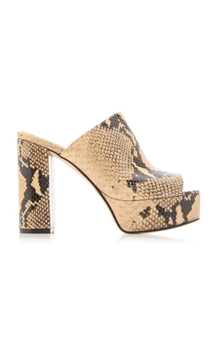Paris Texas Python Print Platform Leather Mules