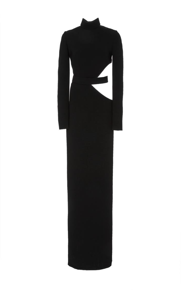 Brandon Maxwell Long Sleeve Cut Out Gown