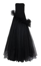Bazza Alzouman Ivy Black Tulle Asymmetrical Gown